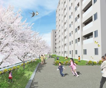 H集合住宅＿遊歩道